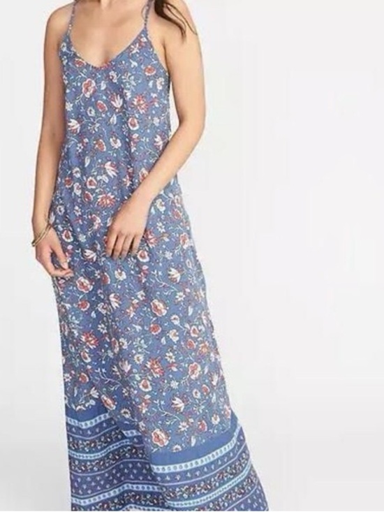 Old Navy Dresses & Skirts - Old Navy Blue Floral Maxi Dress Medium Petite